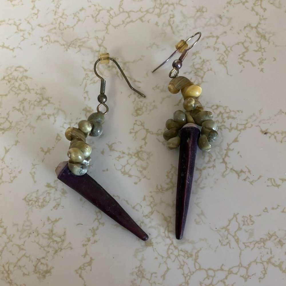 Elegant Purple and Gold Dangle Earrings